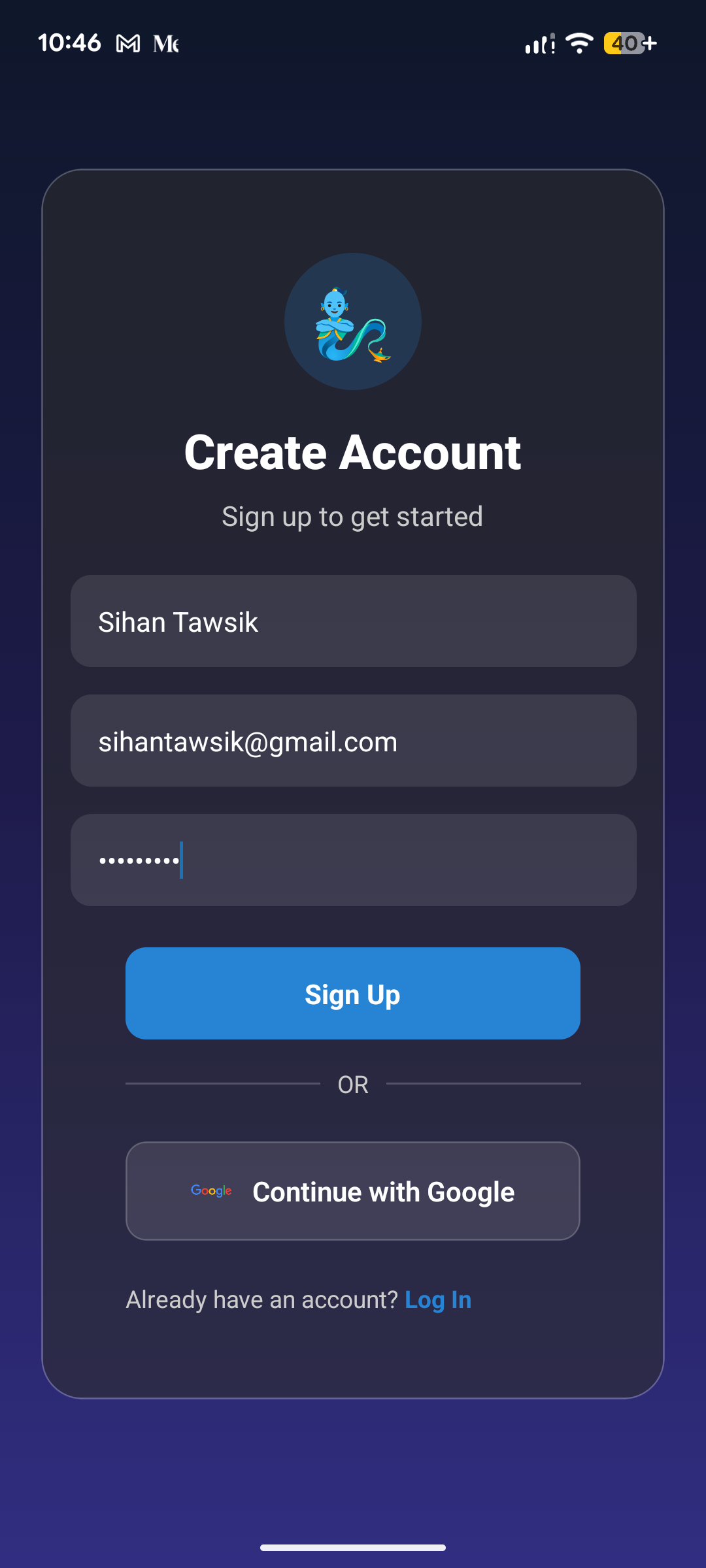 Food Genie Create Account