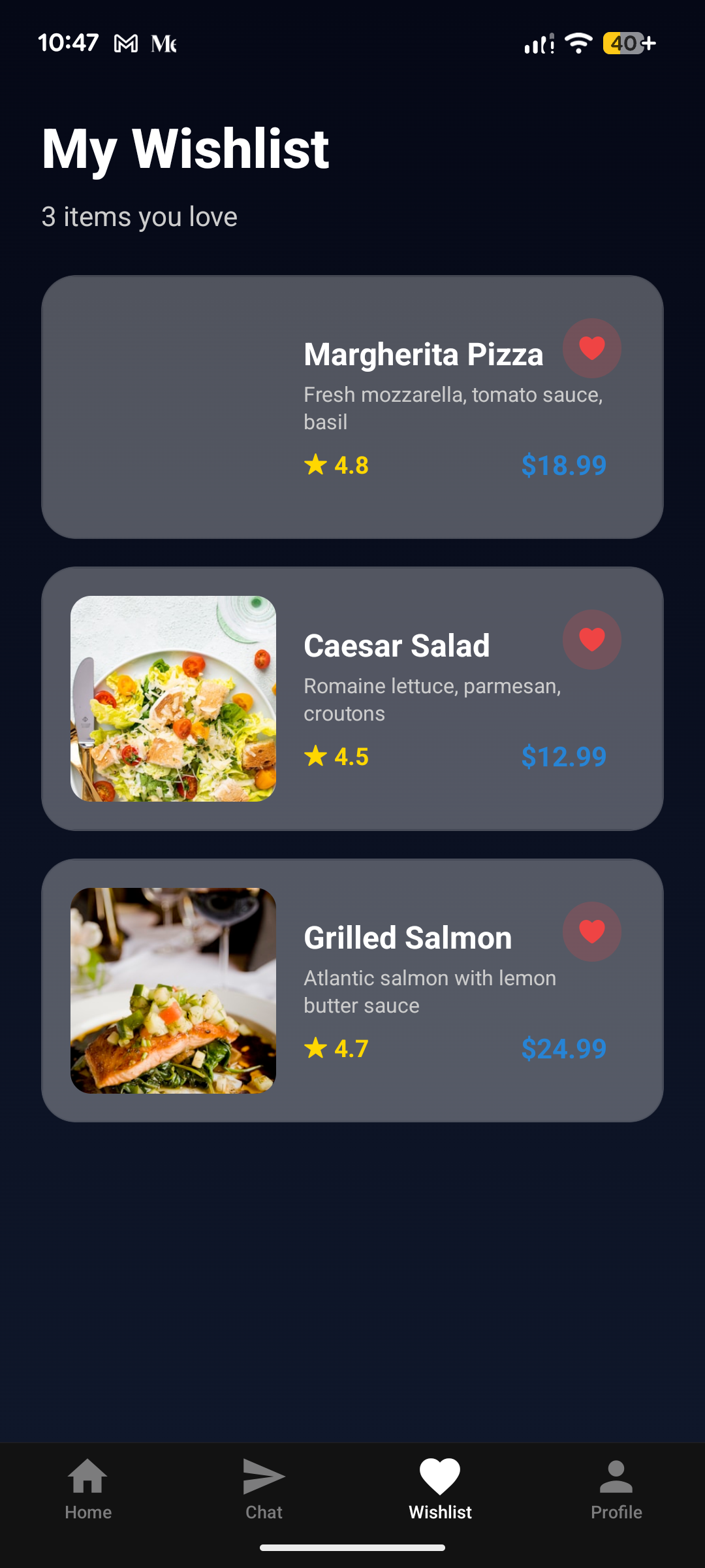 Food Genie Profile Settings